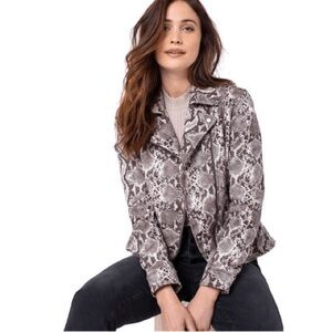 Liverpool Moto jacket size Medium gray tone python snake skin animal print EC
